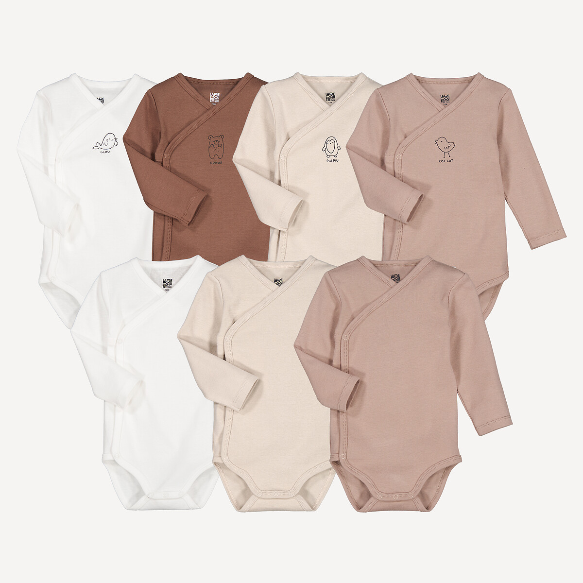 Lot de 7 bodies manches longues naissance