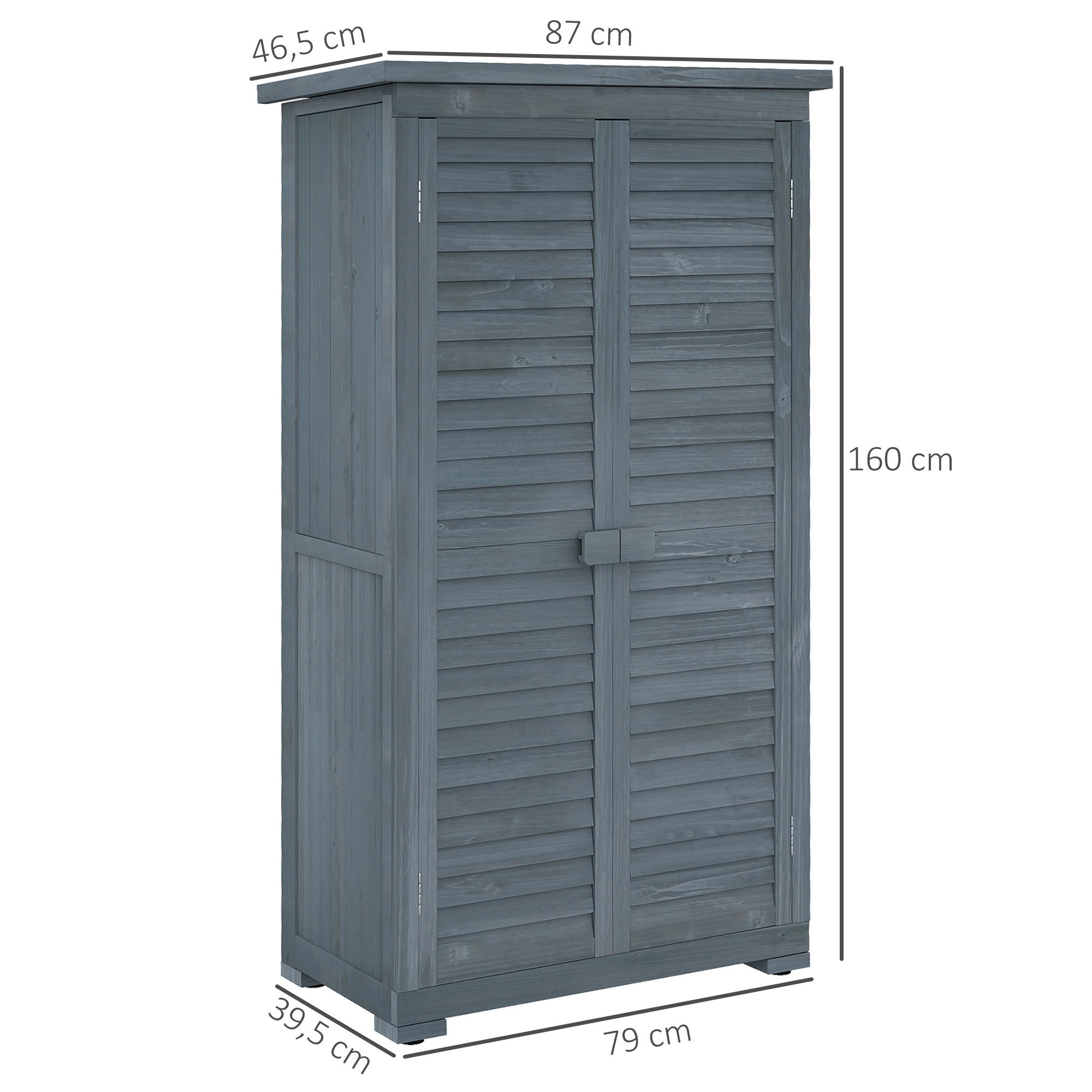 Armoire De Jardin En Bois Avec Toit En Pente – 3 Compartiments + Table Rabattable – Résistante Aux Intempéries – 110 X 54 X 136 Cm