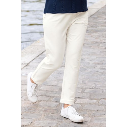 Pantalon molleton femme en coton b.solfin - fabriqué en france - 92% coton  / 8% elasthane blanc creme B. Solfin