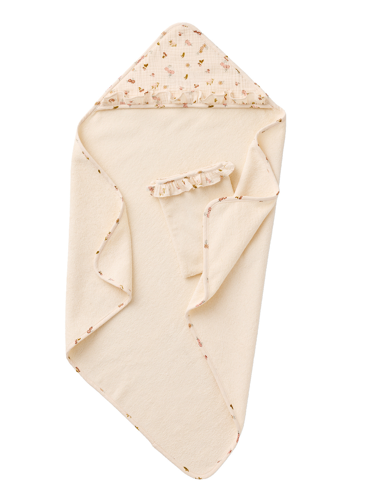 Cape de bain et gant en coton, VERTBAUDET