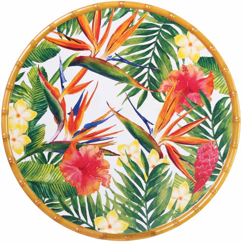 Plat de service rond Fleurs Exotiques 35,5 cm, LES JARDINS DE LA COMTESSE