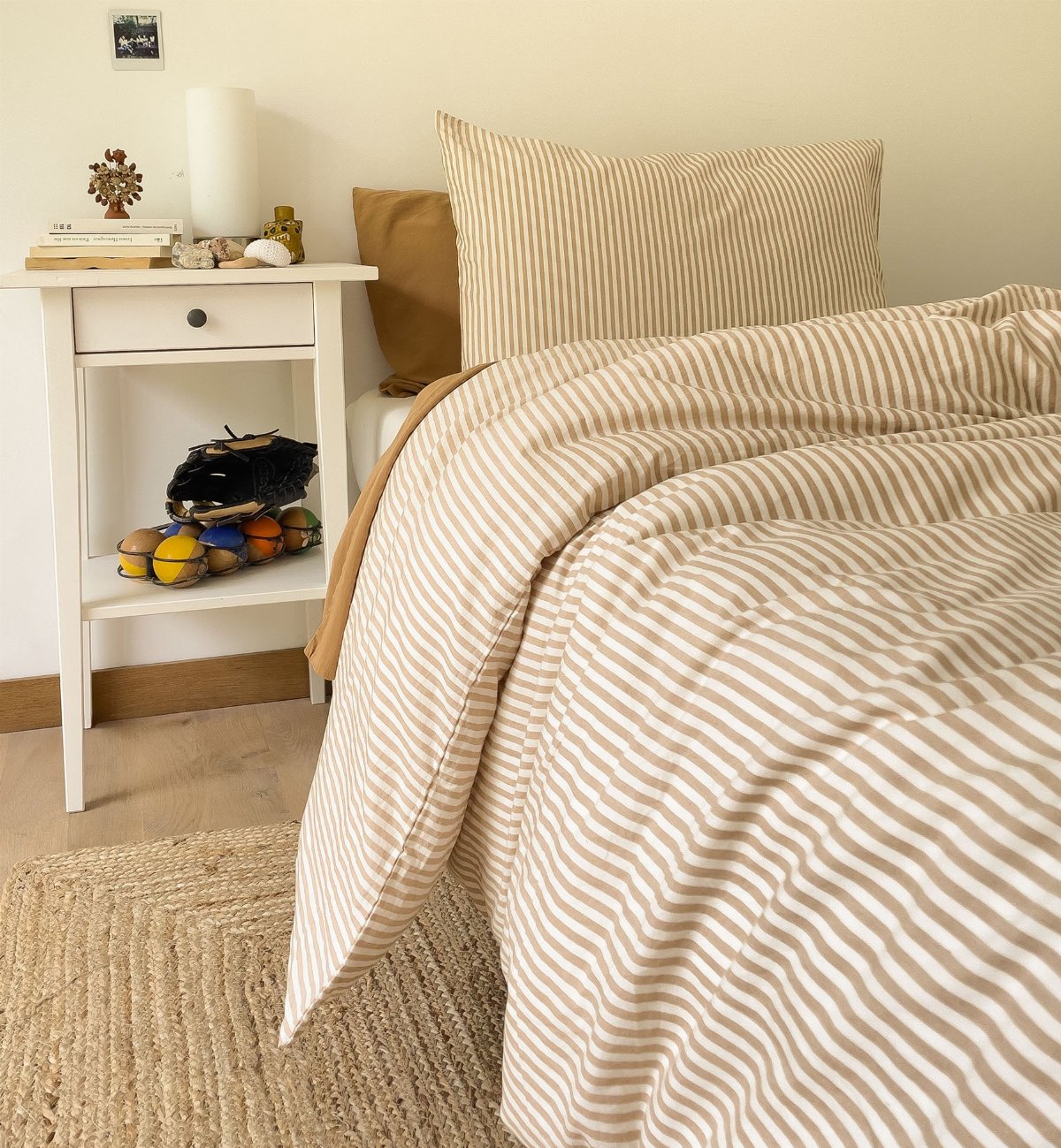 Housse de couette 1 personne Percale de Coton Bio RAYÉ, KADOLIS
