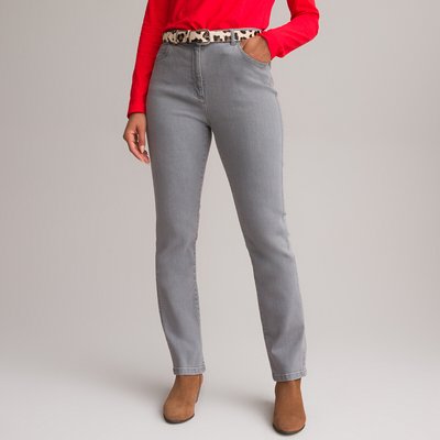 Straight Stretch Denim Jeans, Mid Rise Length 30.5" ANNE WEYBURN