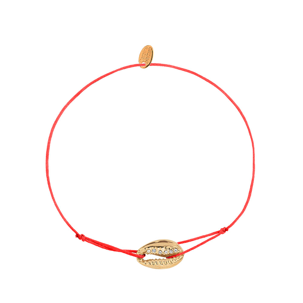 Cordon cauri strass rouge tomate, CAROLINE NAJMAN