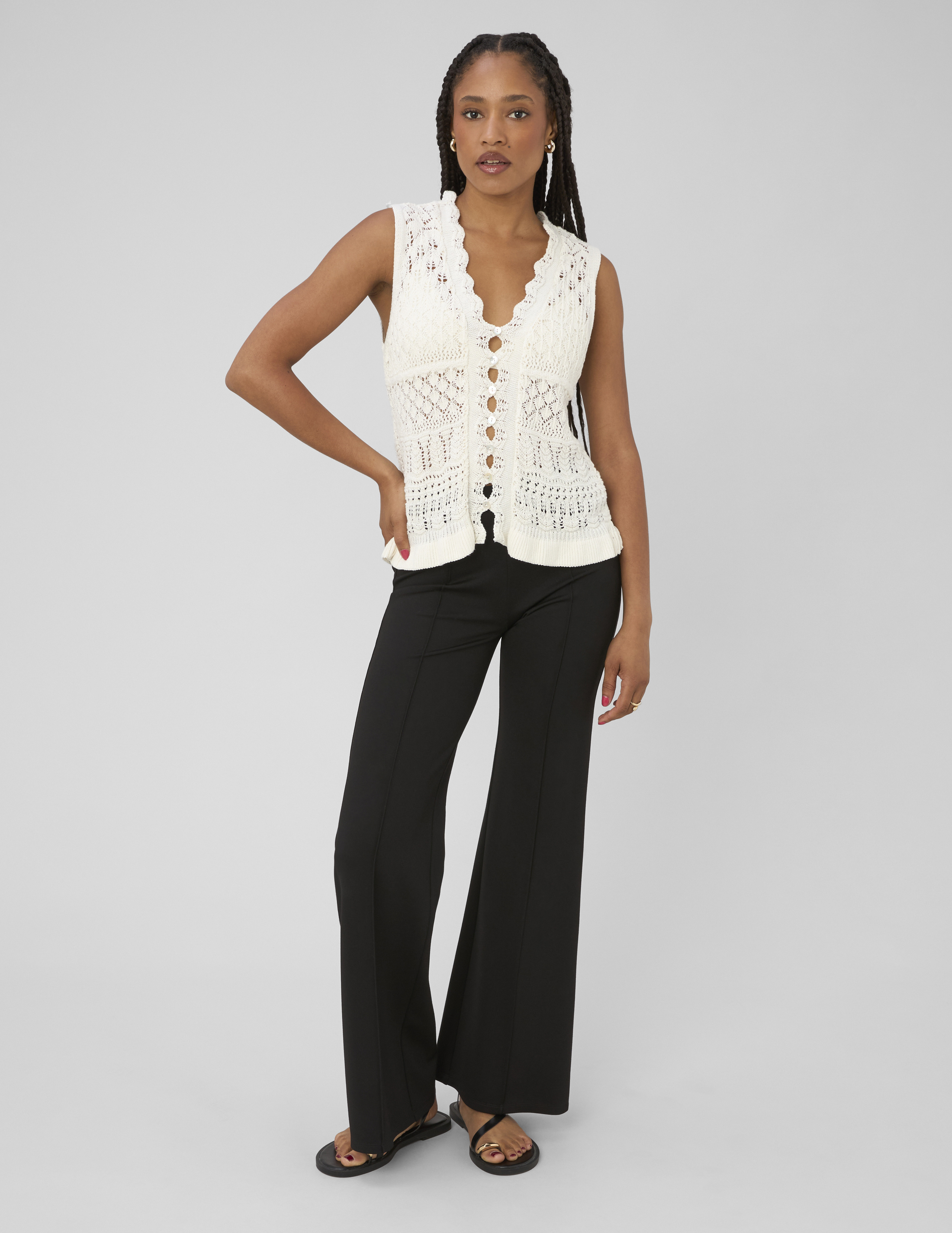 Pantalon flare en maille, BZB