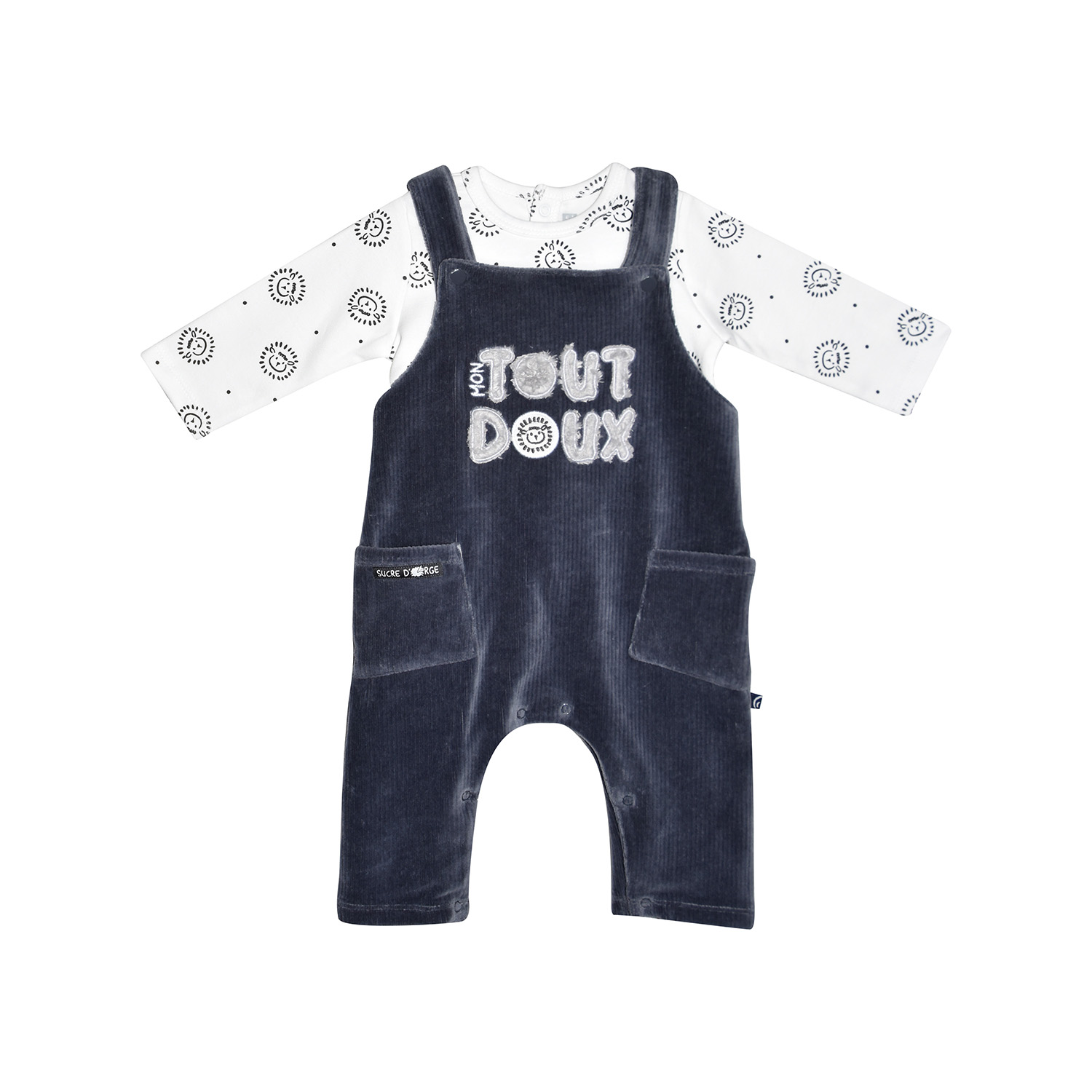 T-shirt + salopette velours fereol, SUCRE D'ORGE