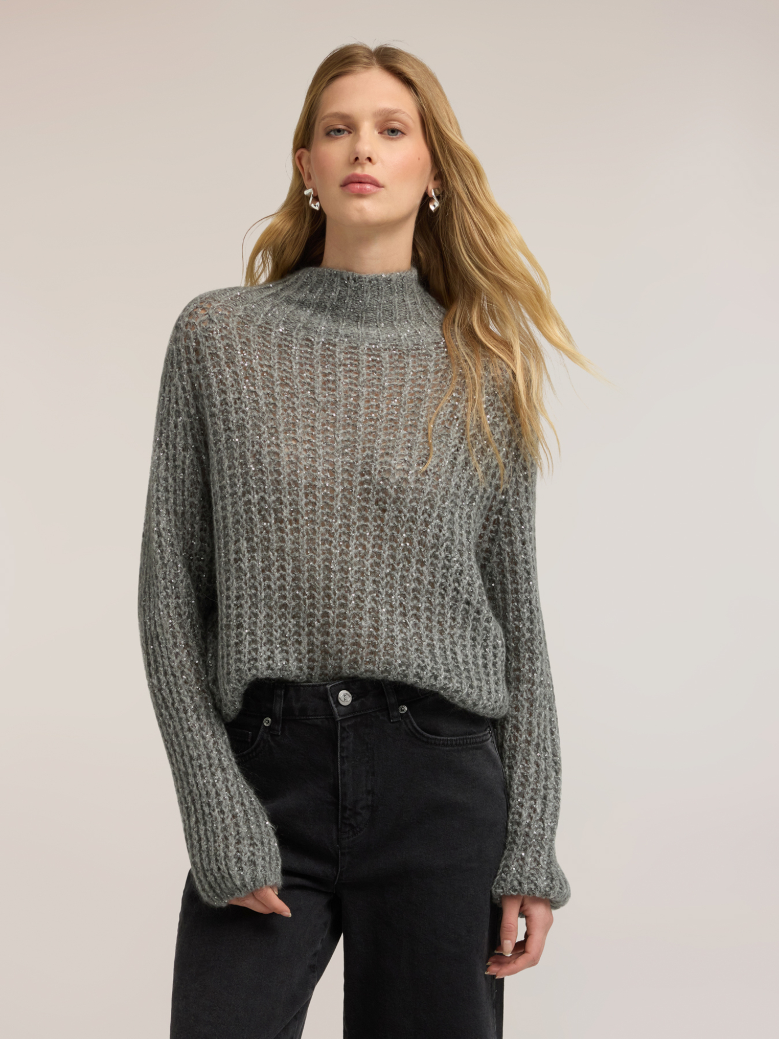 Pull à col roulé avec paillettes, MOTIVI