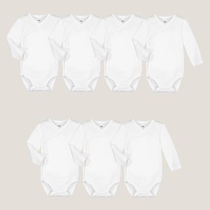 Pack of 7 Newborn Bodysuits in Plain Cotton LA REDOUTE COLLECTIONS image