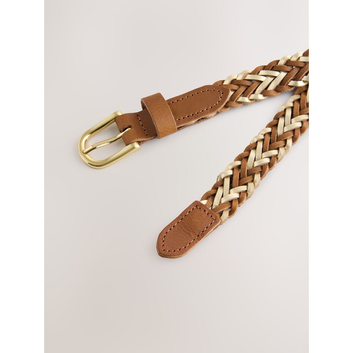 Ceinture fine métallisée en cuir tressé main, NEXT