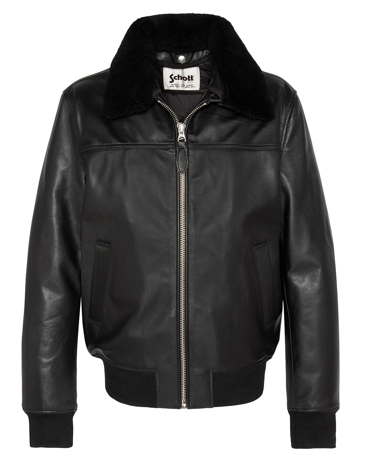 Blouson pilote avec col mouton amovible, SCHOTT