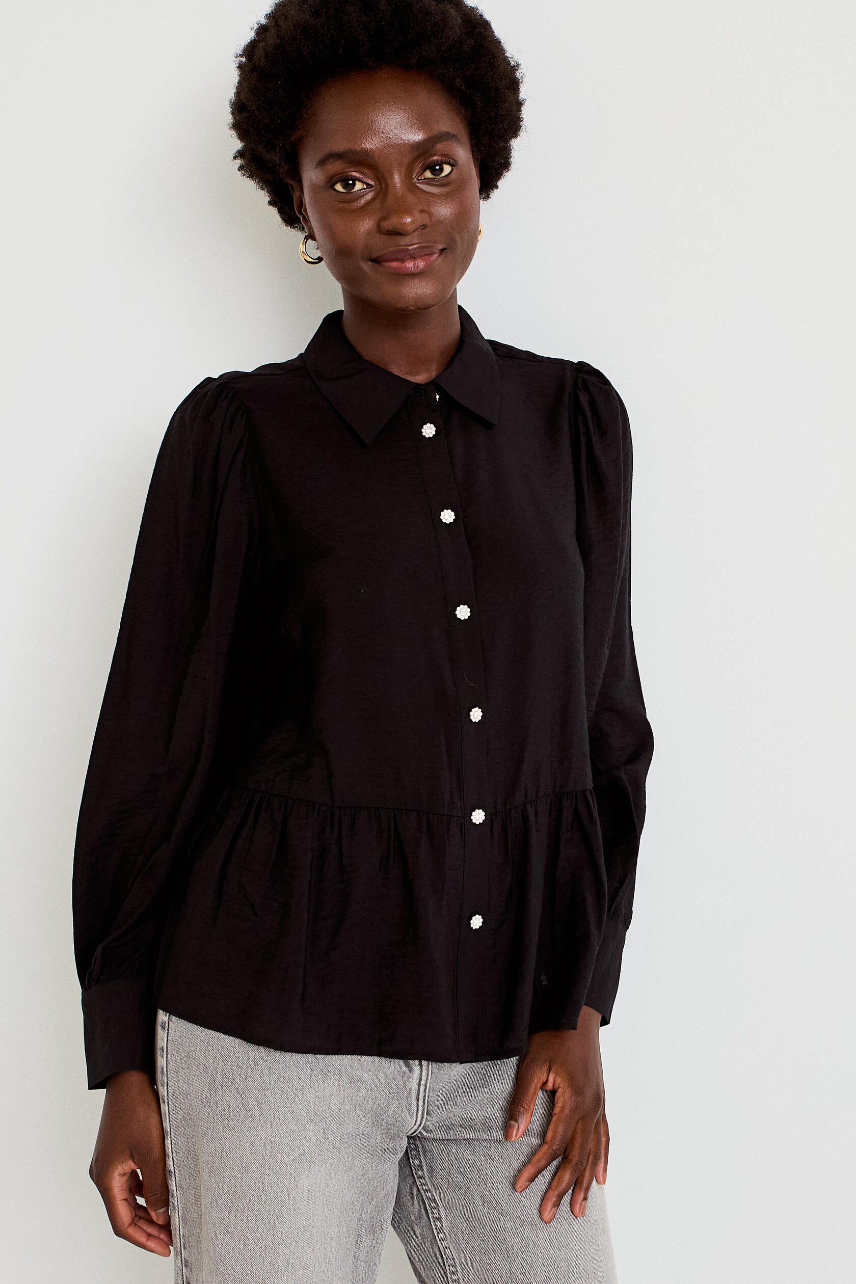 Chemise droite plissée col américain, CACHE CACHE