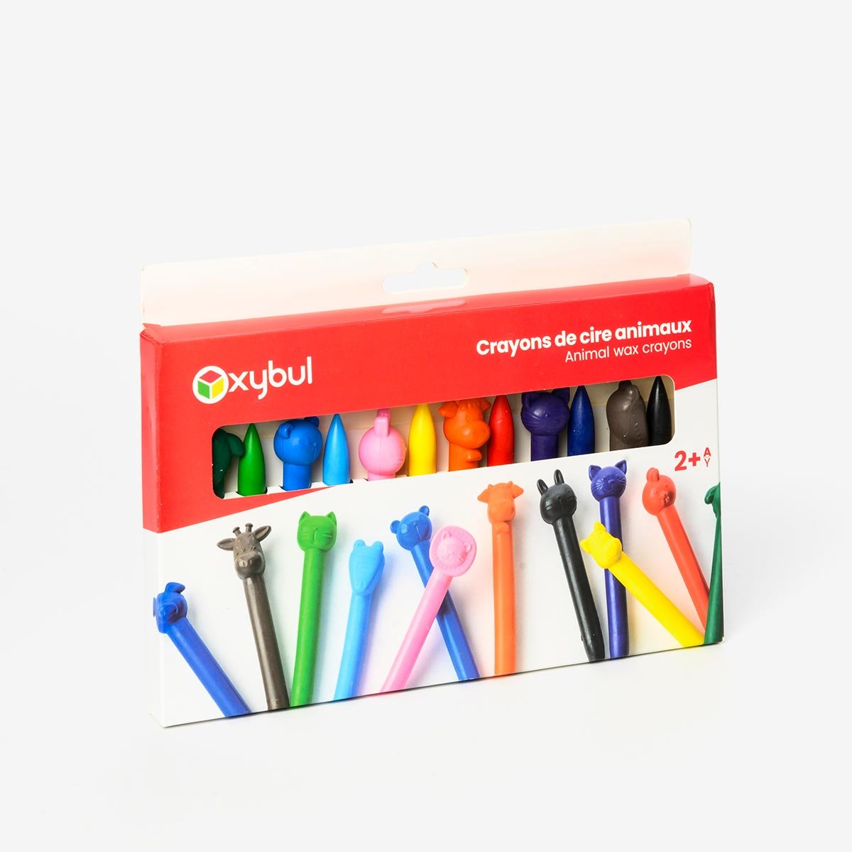 12 Crayons de cire animaux, OXYBUL