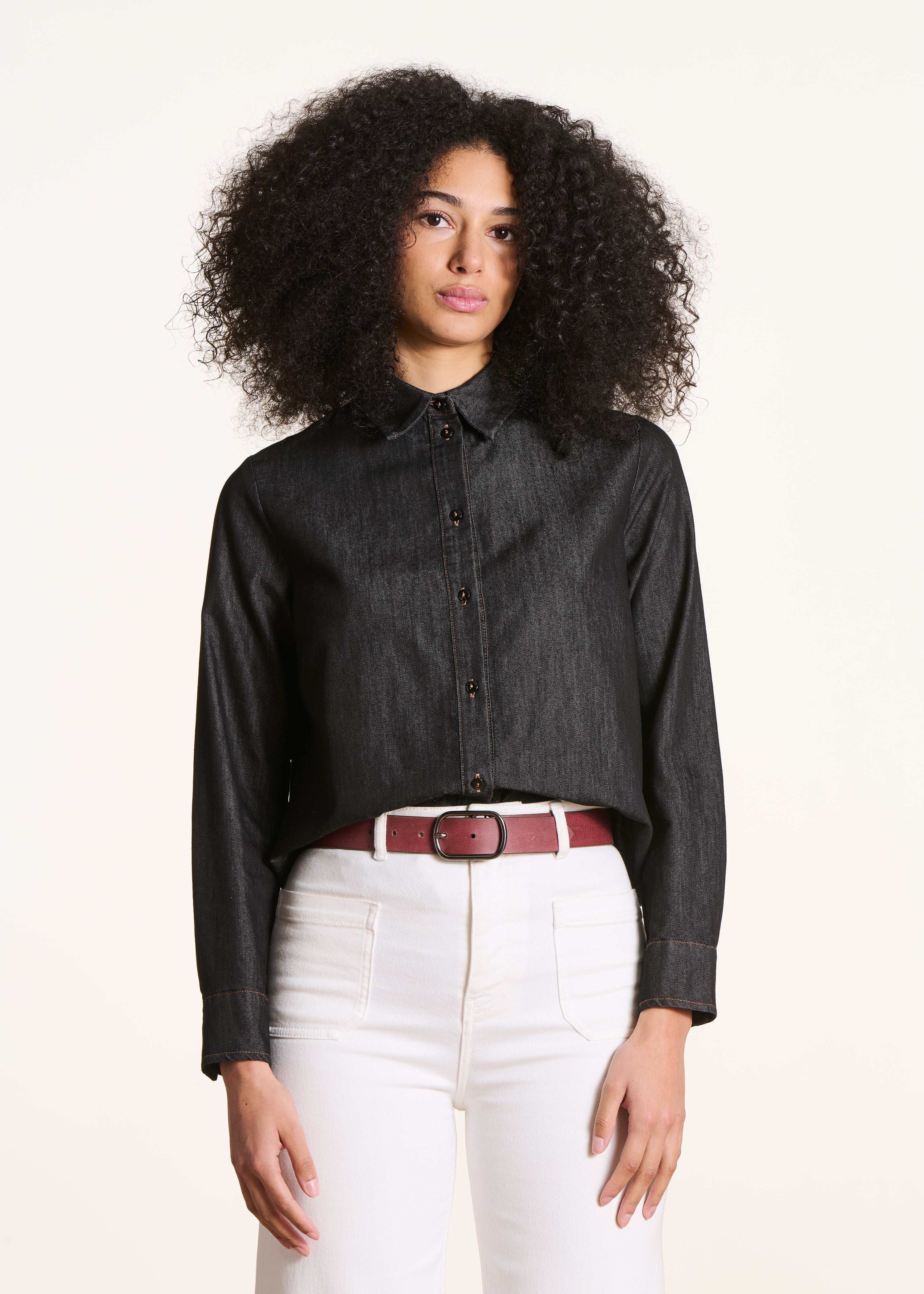 Chemise en jean dos plissé, LA FEE MARABOUTEE