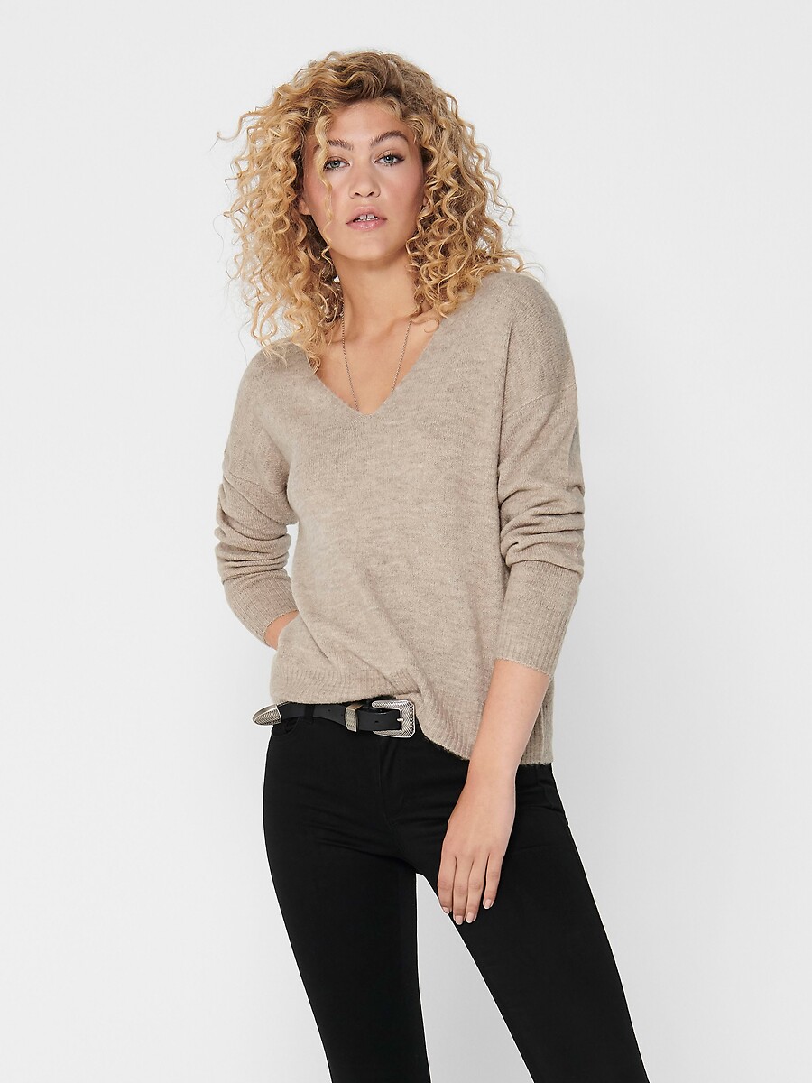 Pull col v en fine maille, JDY