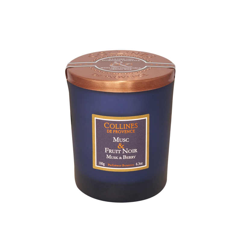 Bougie Parfumée Colorée  MUSC & FRUIT NOIR, COLLINES DE PROVENCE