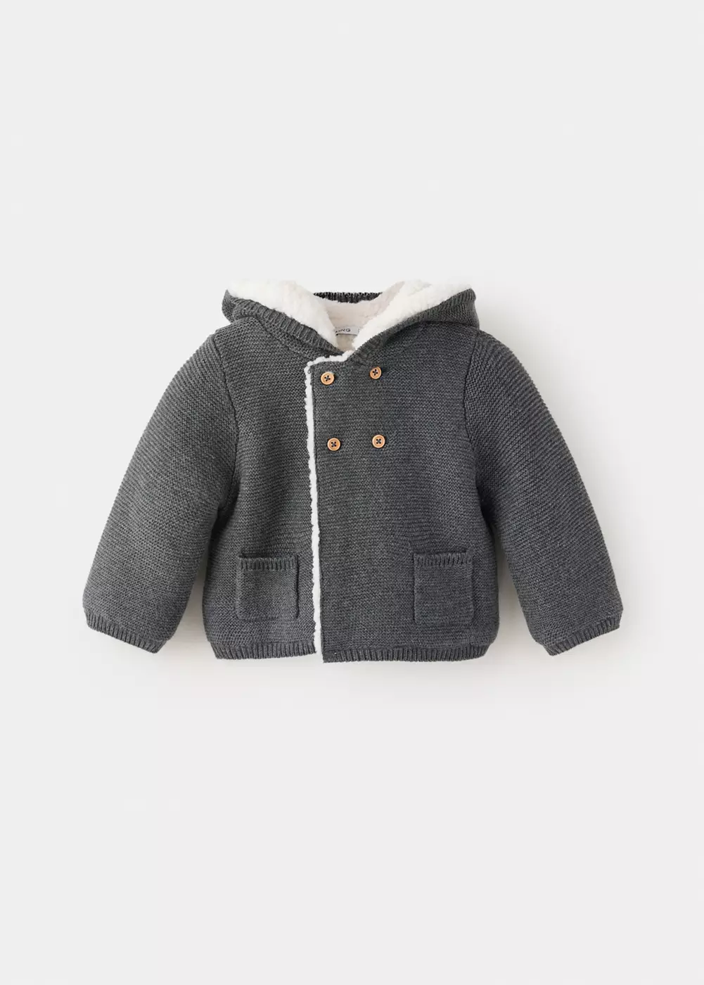 Cardigan en maille à capuche imitation mouton, MANGO BABY