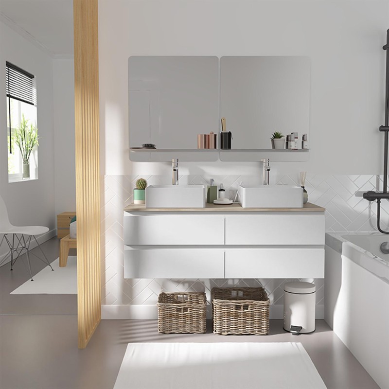 Ensemble meuble double vasque 120cm + robinet + miroir SORRENTO, MOB IN