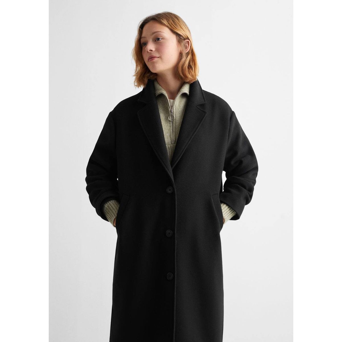 Manteau outlet noir droit