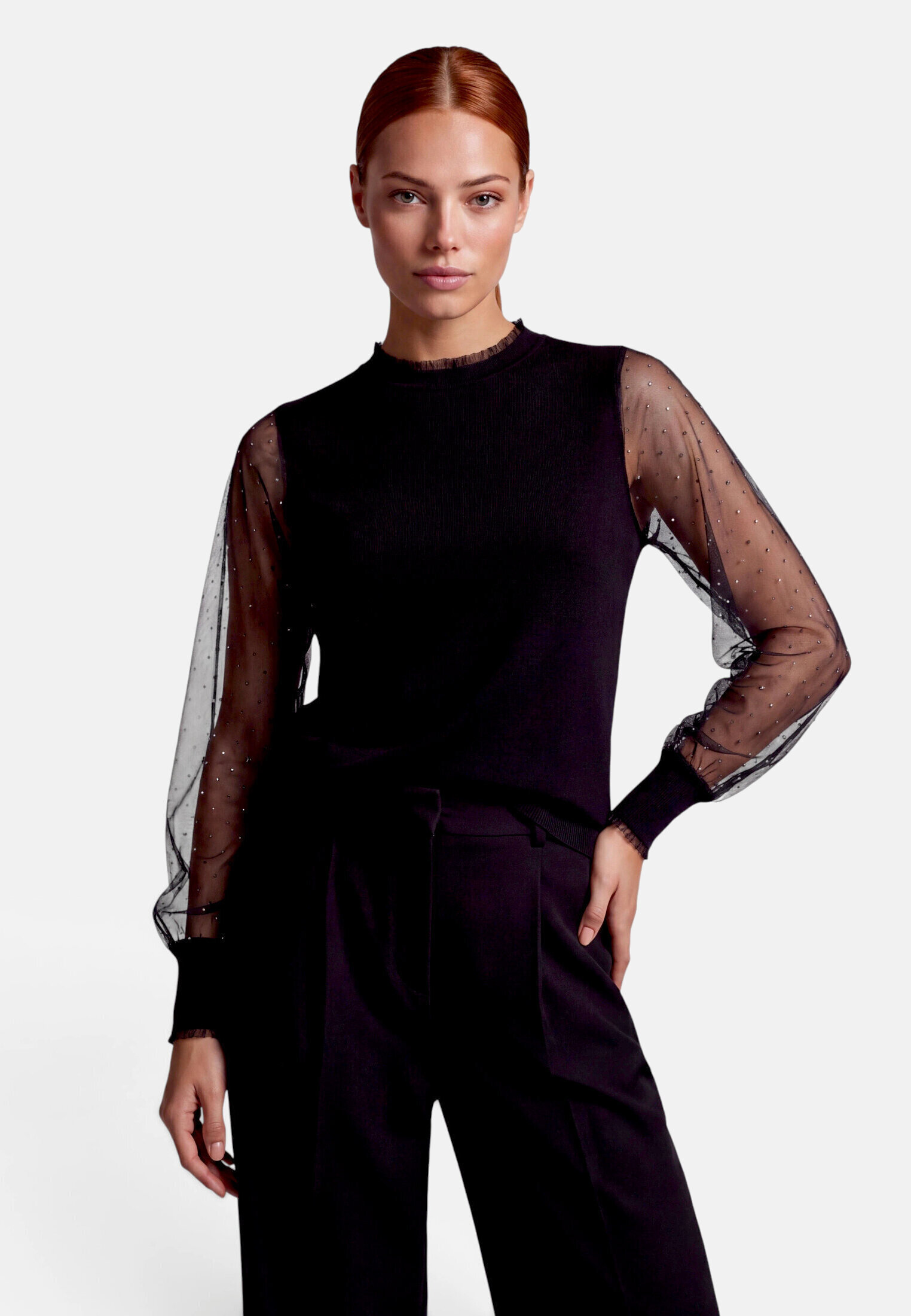Pull-over en fine maille à strass, ZERO