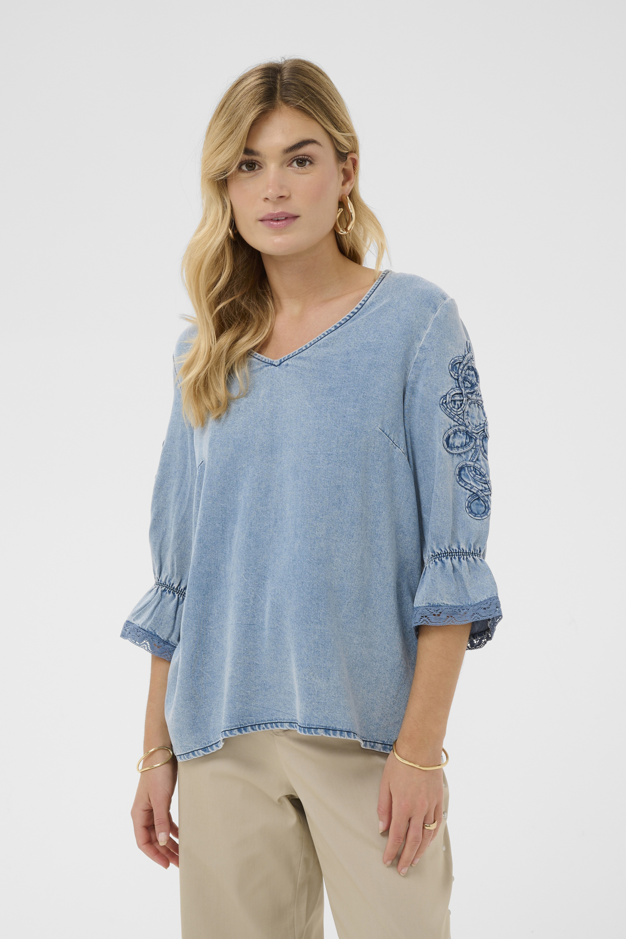 Blouse à manches longues, CREAM