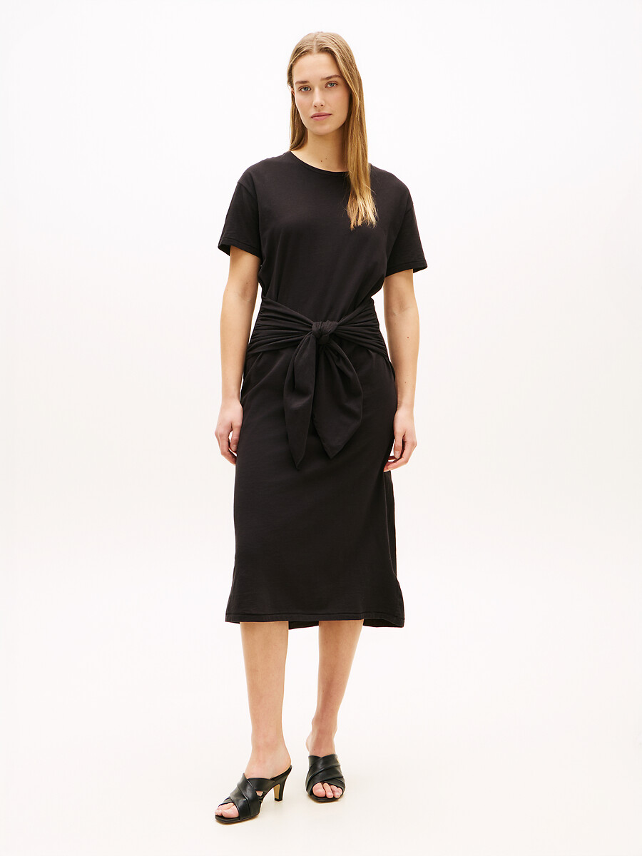Robe T-shirt au genou manches courtes nouée, TOMMY HILFIGER