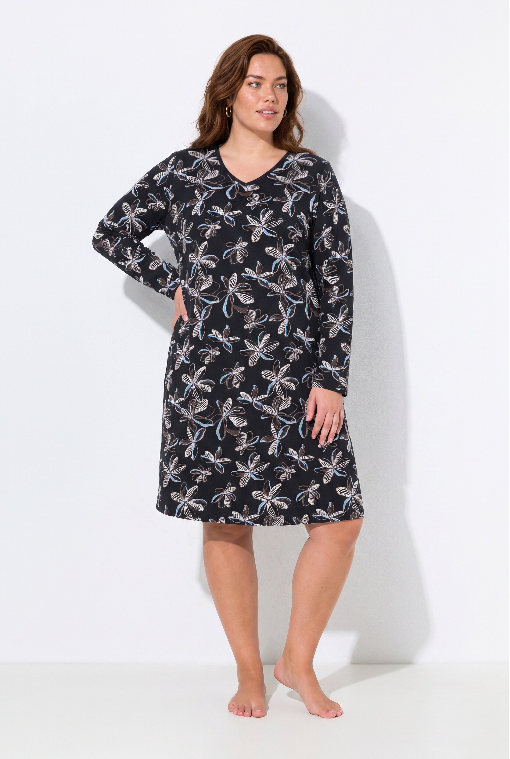 Grand T-shirt en coton bio, motif floral, ULLA POPKEN