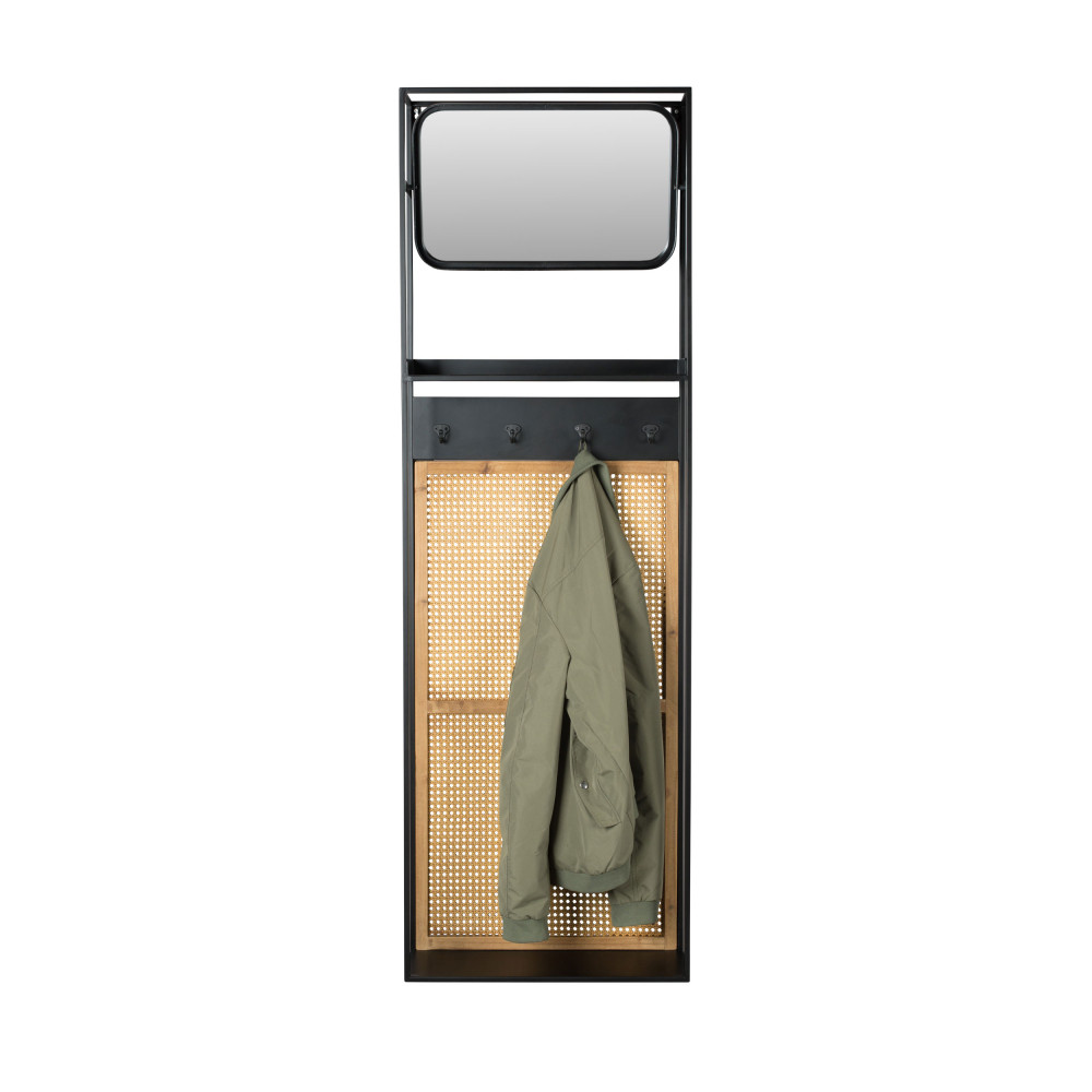 Vestiaire d'entrée avec miroir en métal et cannage - LANGRES, DUTCHBONE
