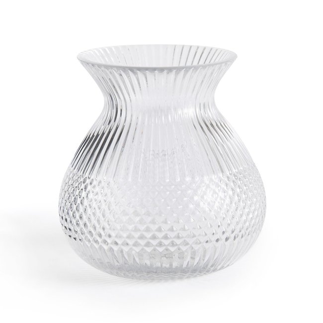 Vase en verre travaillé H17 cm, Afa Couleur transparent <span itemprop=