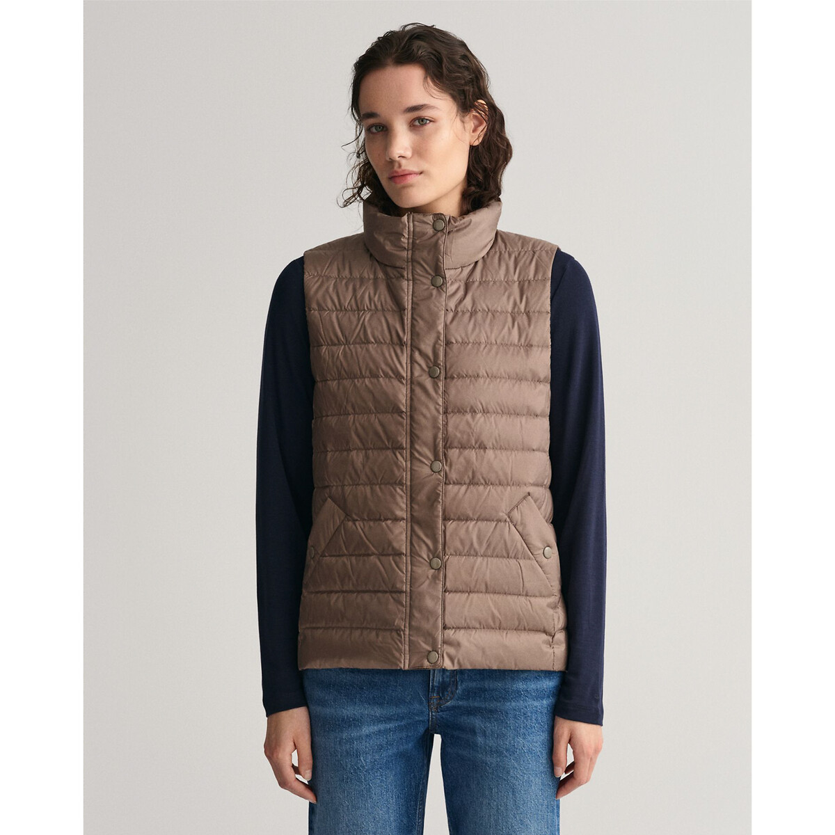 High Neck Padded Gilet with Zip Fastening