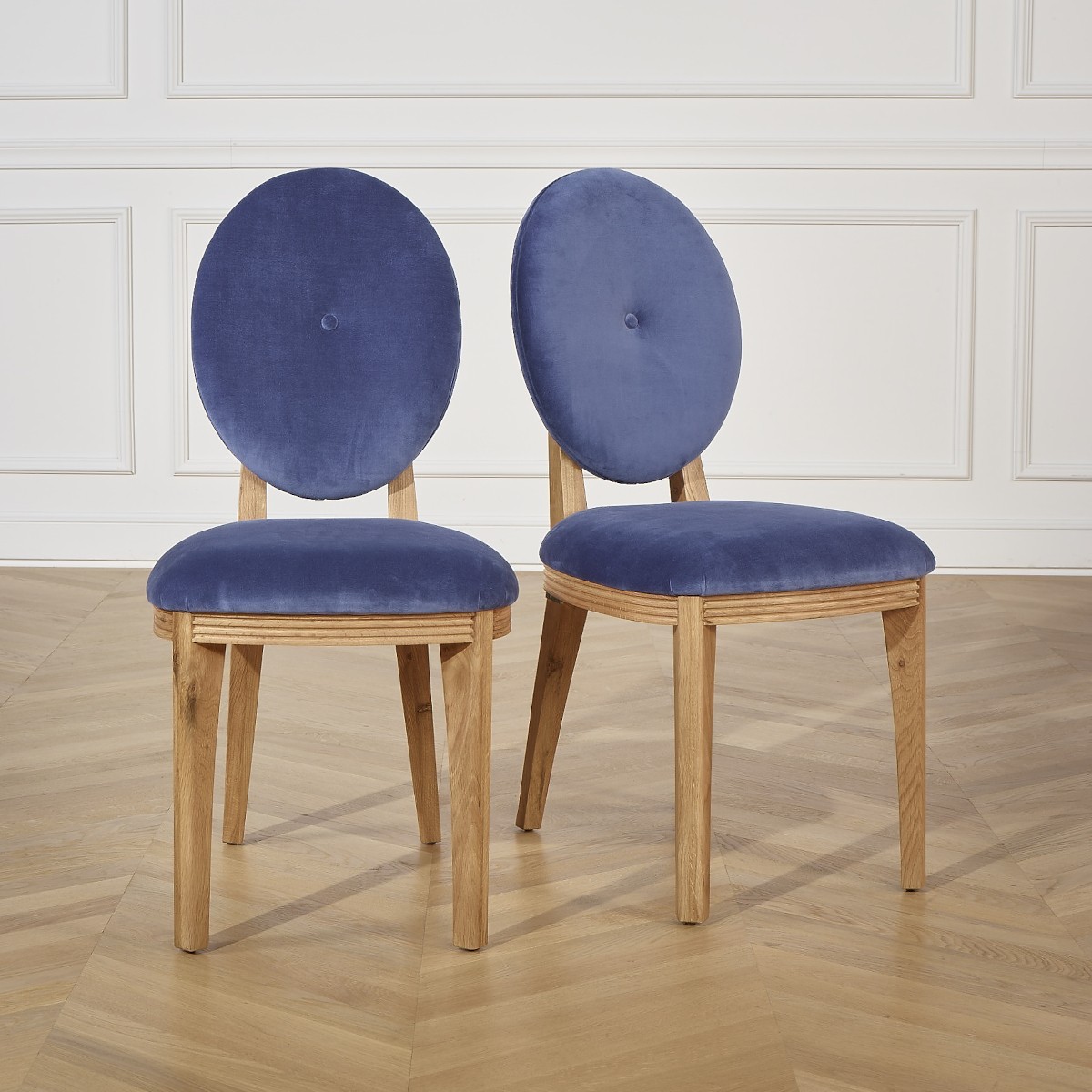 Lot de 2 chaises en chêne et velours CALVIN, ROBIN DES BOIS