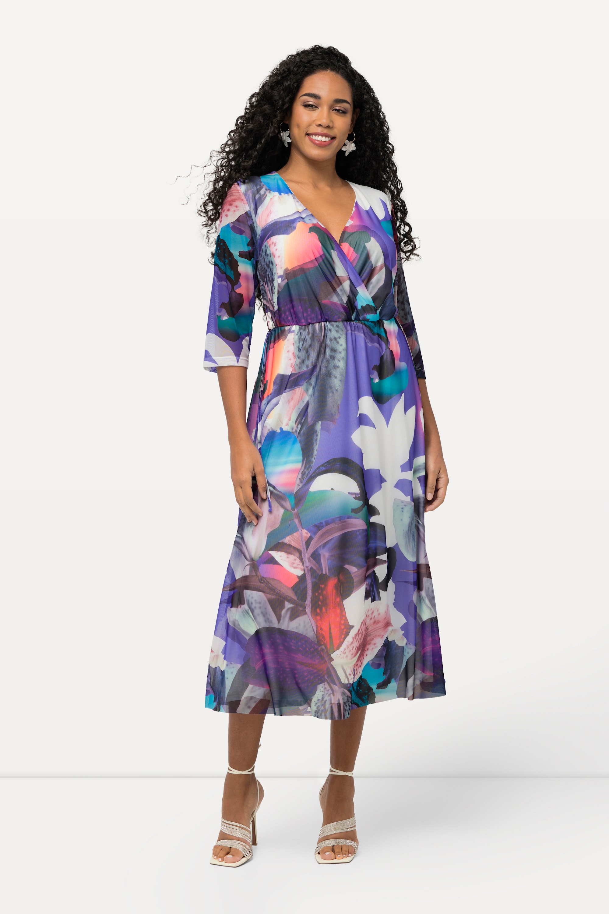 Robe midi à fleurs, effet cache-cœur, ULLA POPKEN