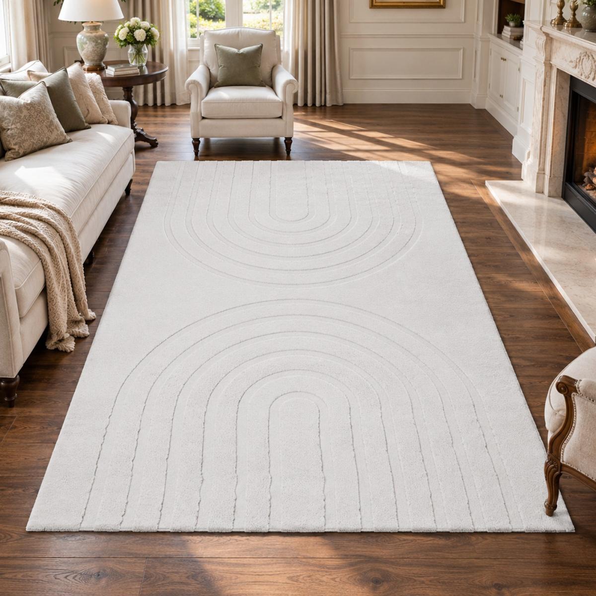 Tapis salon, faux uni sobre, texture en relief LYN59 DEH, UN AMOUR DE TAPIS