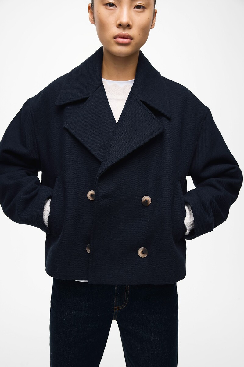 Short Coat with Buttoned Tailored Collar, VILA