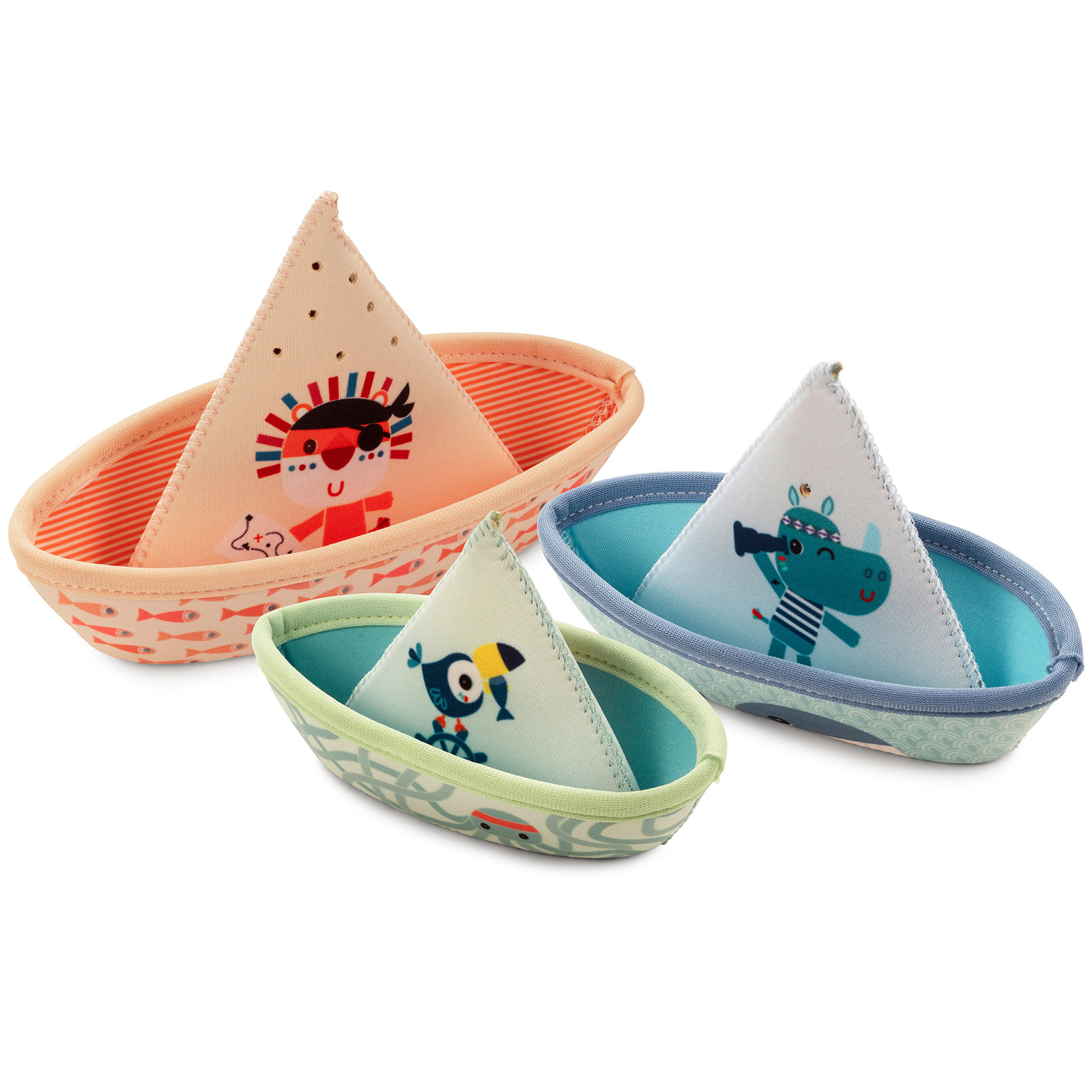 Lot de 3 jouets de bain bateau Jungle, LILLIPUTIENS