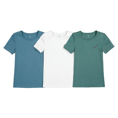 Pack of 3 T-Shirts in Cotton with Dinosaur Print on the Chest LA REDOUTE COLLECTIONS
