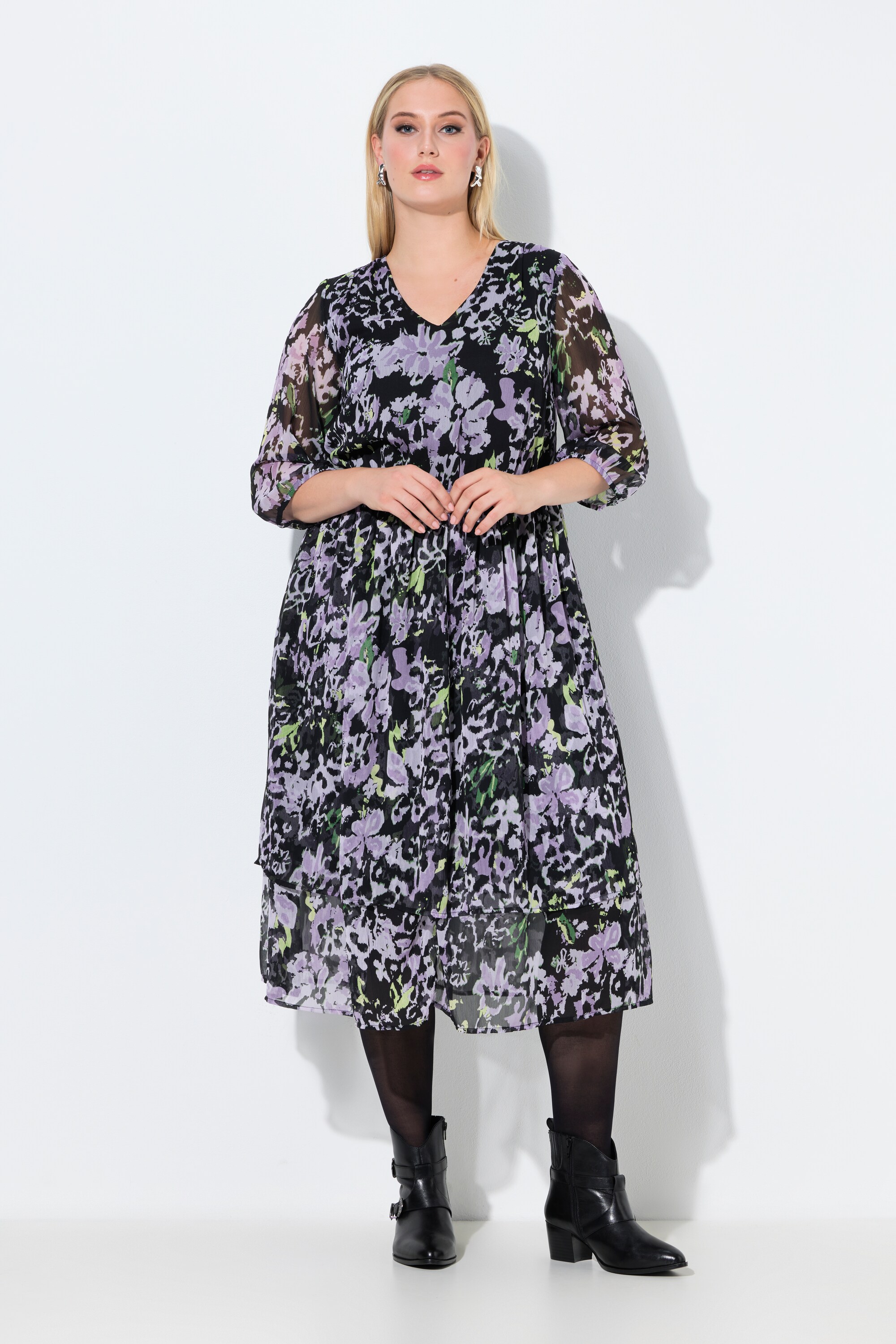Robe midi en mousseline à fleurs, ULLA POPKEN