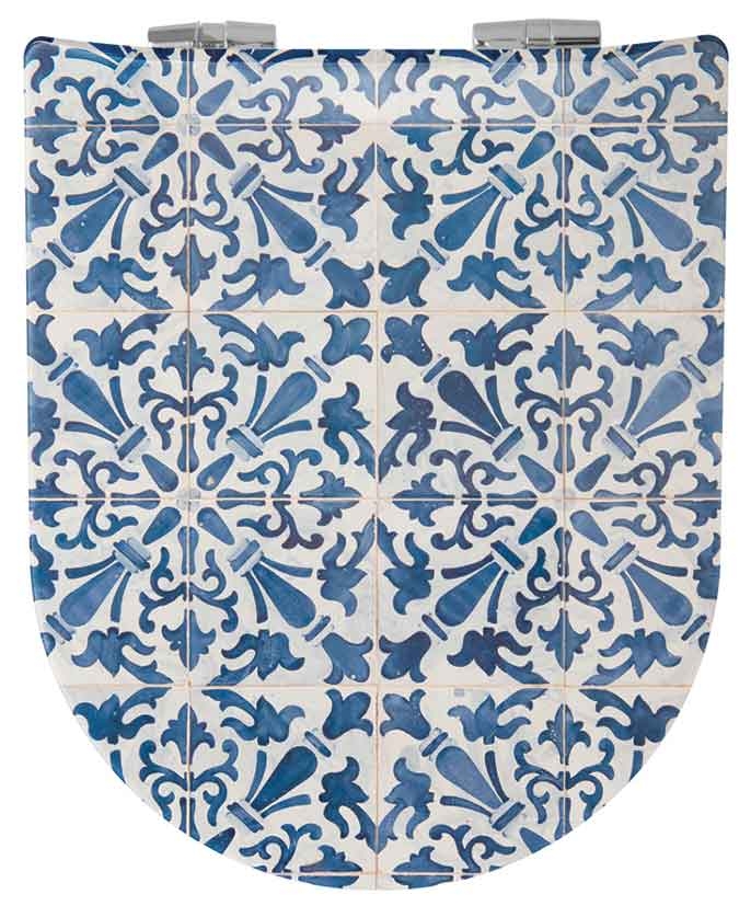 Abattant Double OLFA Déclipsable Motif "Azulejos ", HOME MAISON