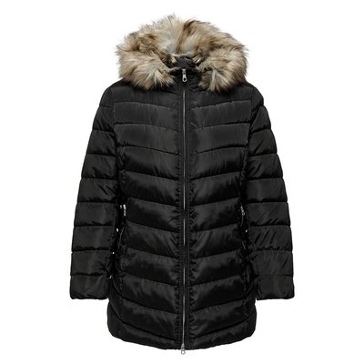 Hooded Quilted Padded Jacket with Faux Fur Trim ONLY CARMAKOMA