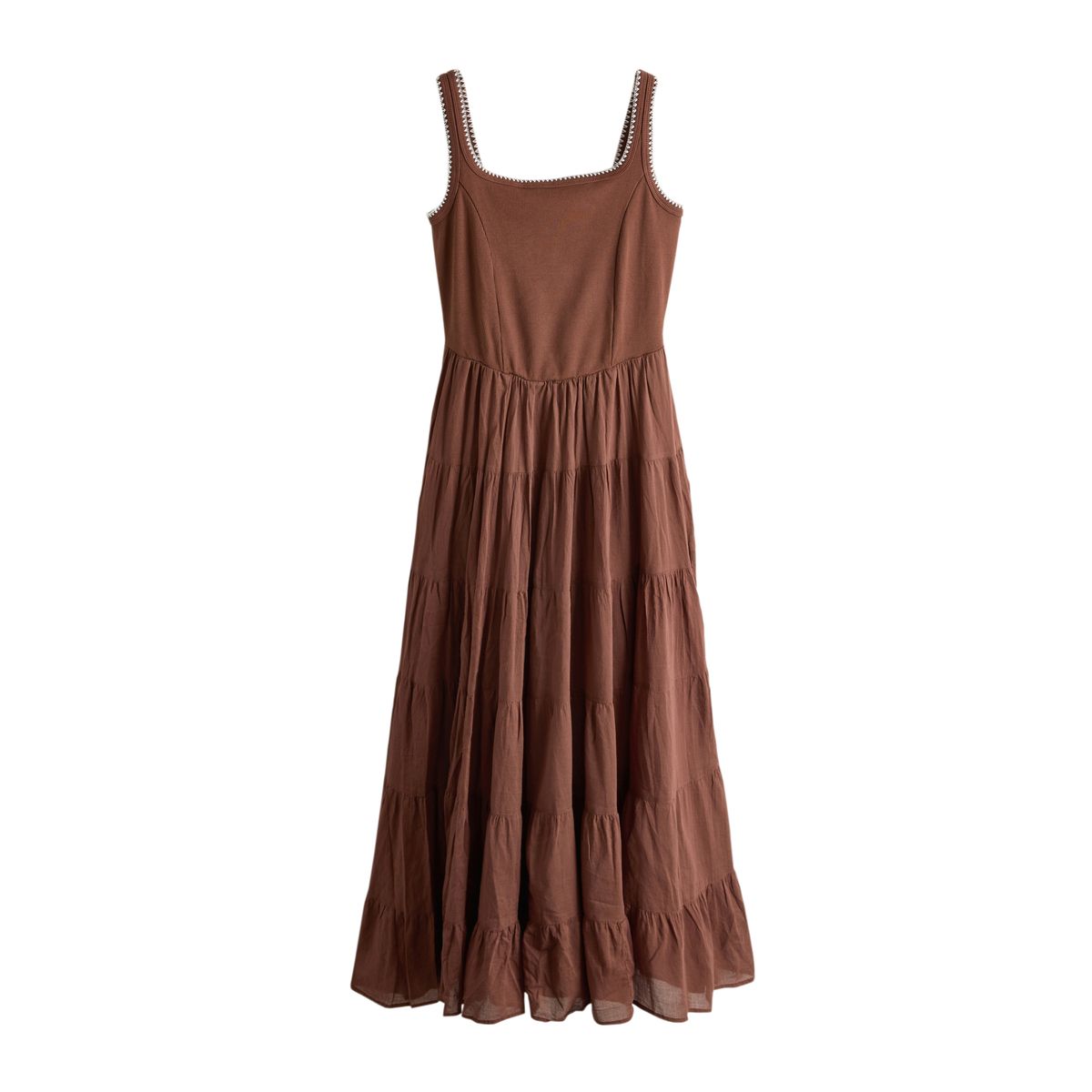 Robe midi côtelée sans manches à col carré, NEXT
