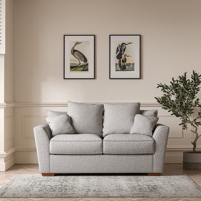 Florence Scatterback Woven 2 Seater Sofa with Dark Brown Wood Legs SO'HOME