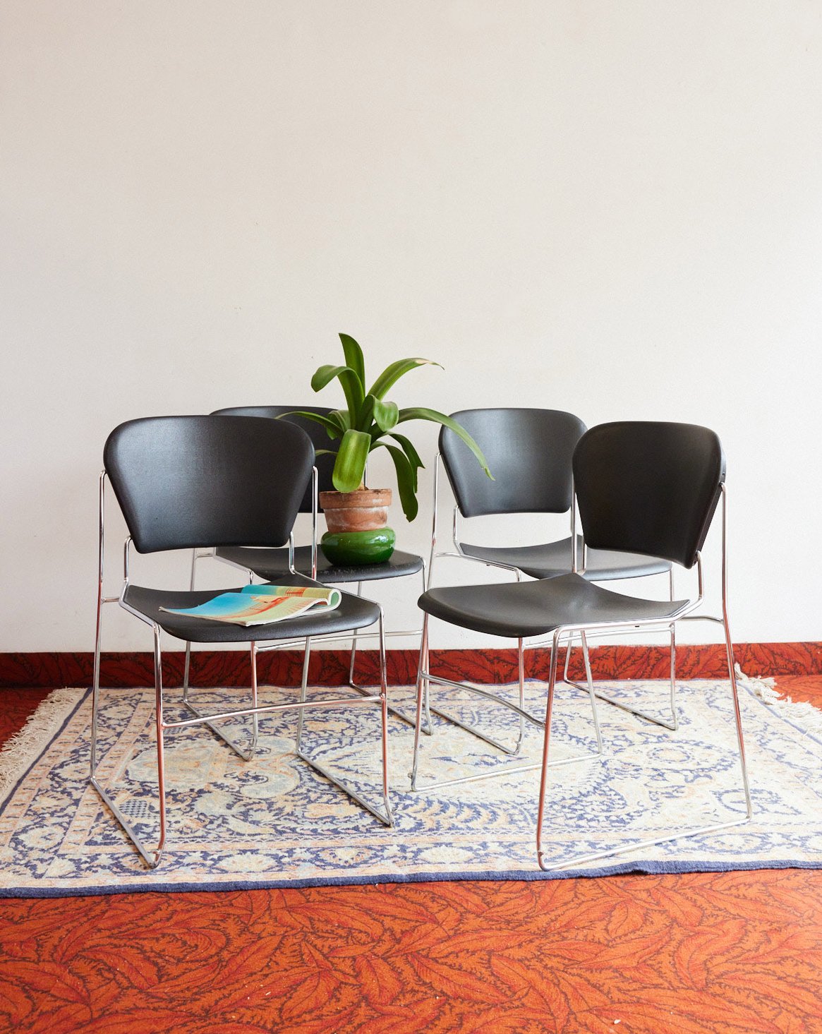 Lot de 4 chaises Perry en chrome Alma N°2087 - Bon état, DEBONGOUT
