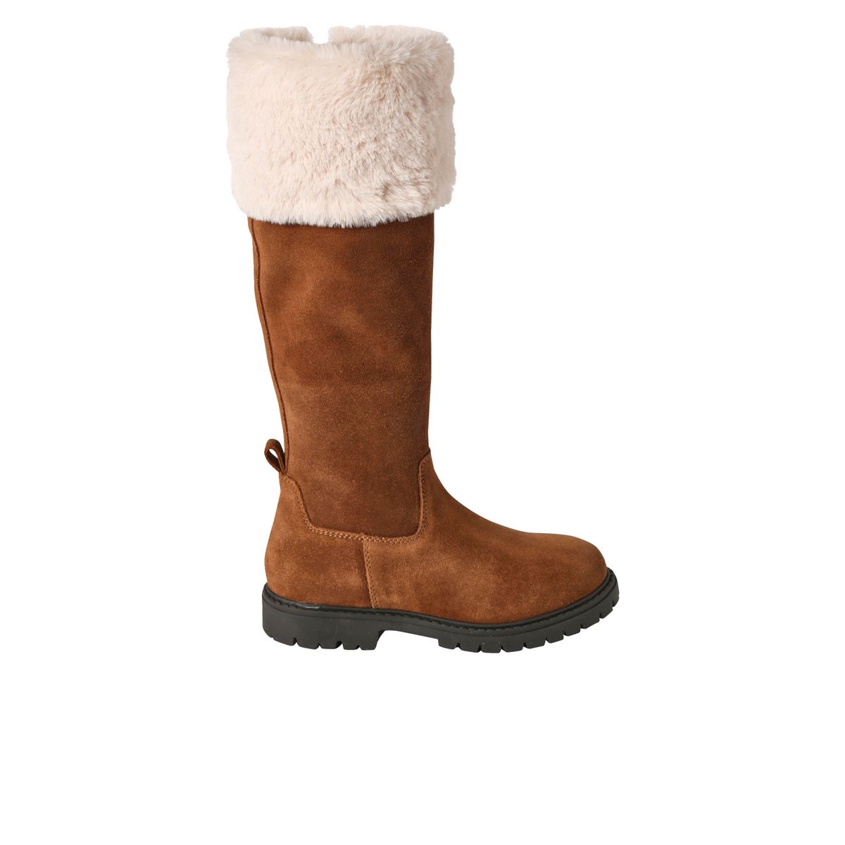 Bottes cavali res fourr es zipp es cuir marron Vertbaudet La