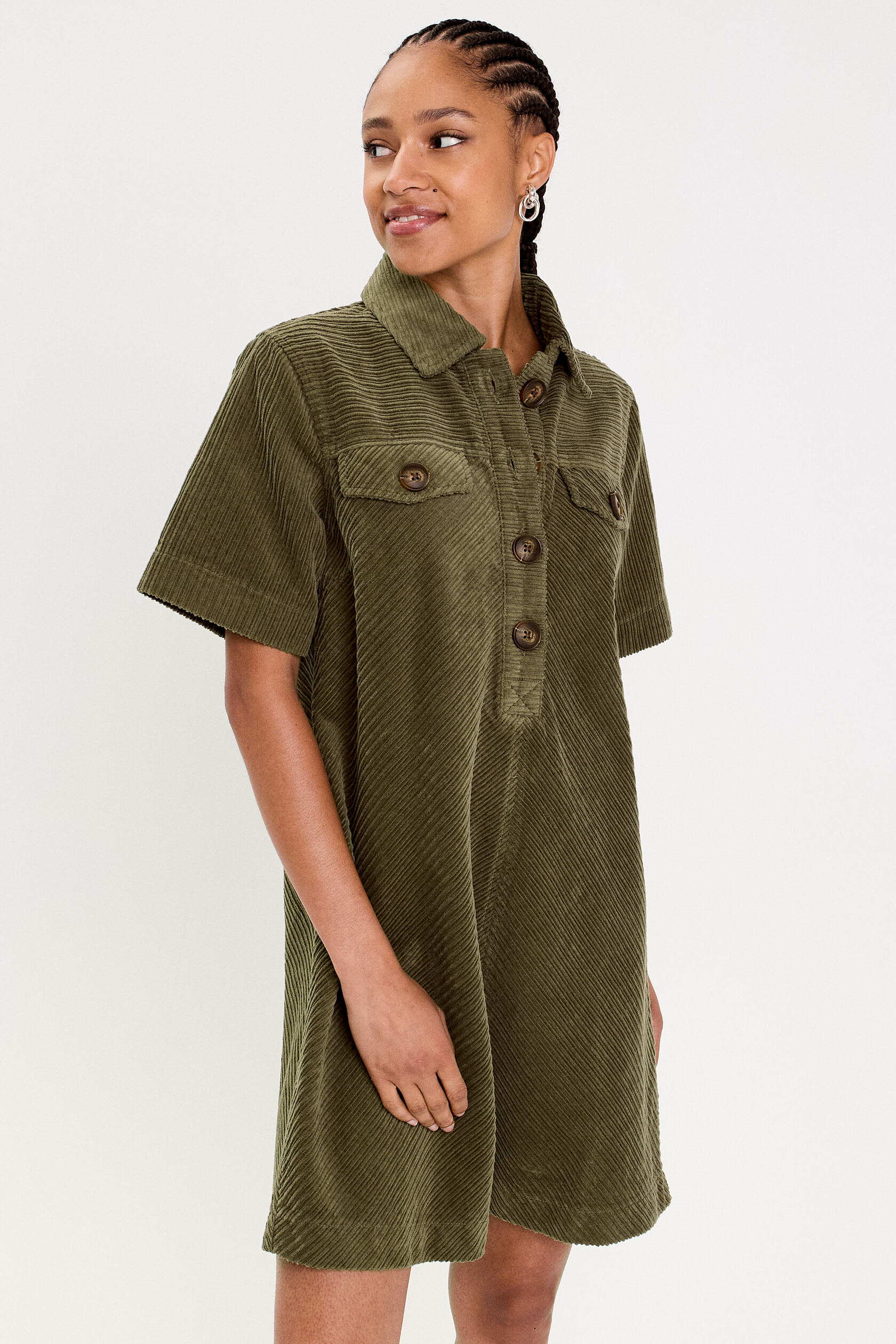 Robe courte droite en velours coton, CACHE CACHE