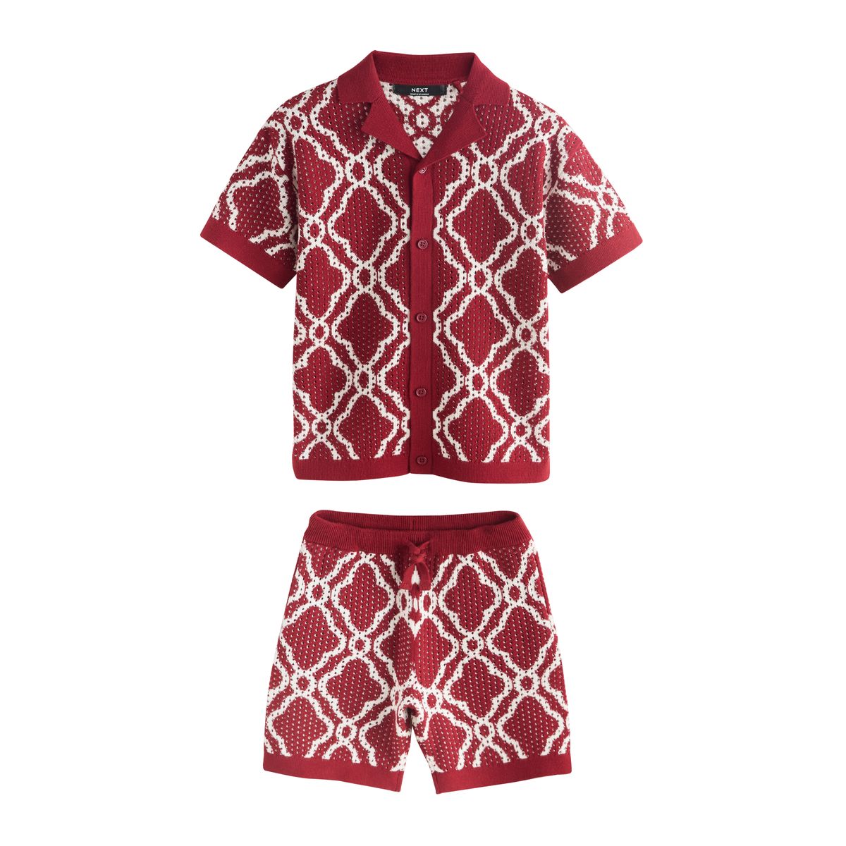 Ensemble polo en maille texturée et short, NEXT