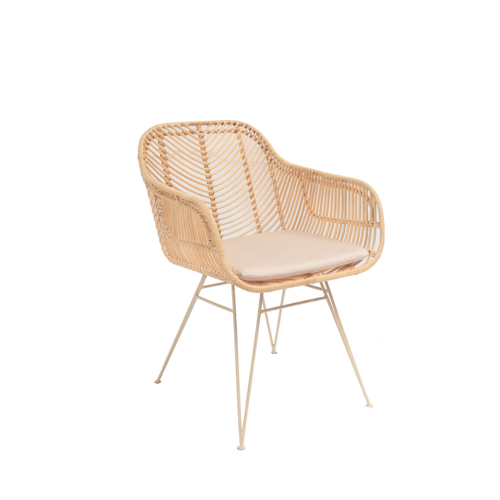 Fauteuil de table en rotin pieds beiges- NUNUHAI, DRAWER