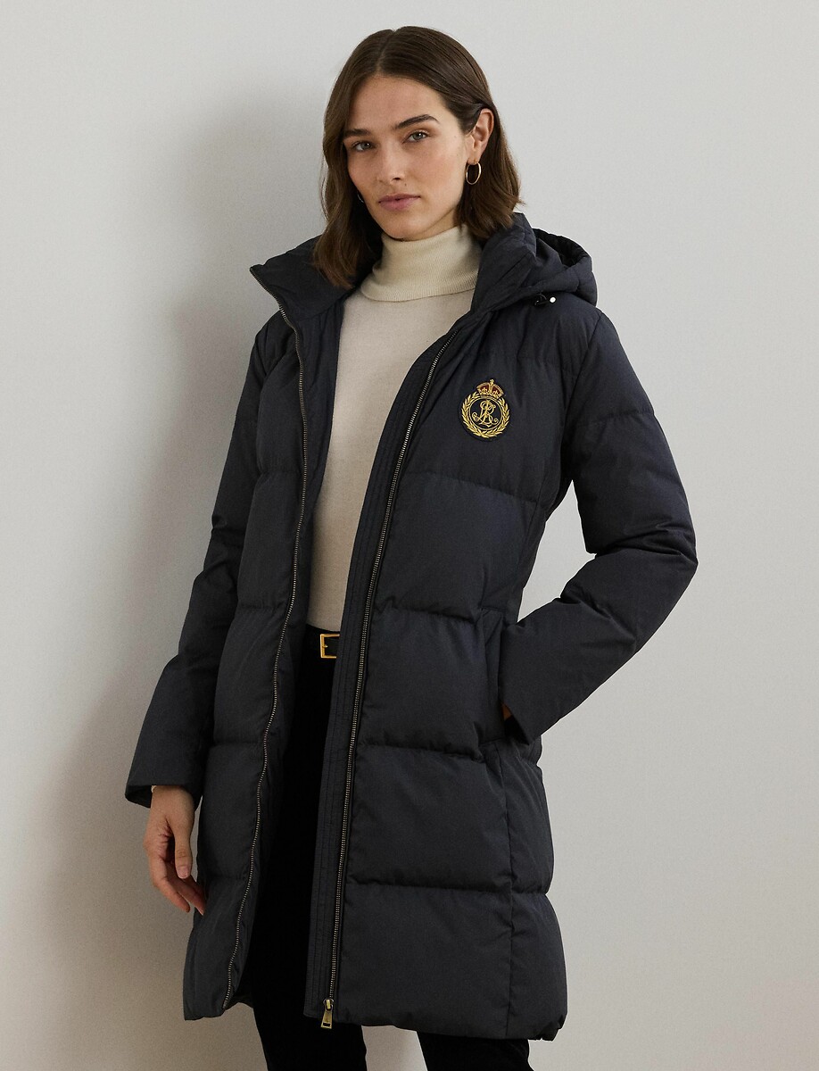 Hooded Padded Jacket With Zip Fastening Mid length Navy Blue Lauren hooded-padded-jacket-with-zip-fastening-mid-length-navy-blue-lauren
