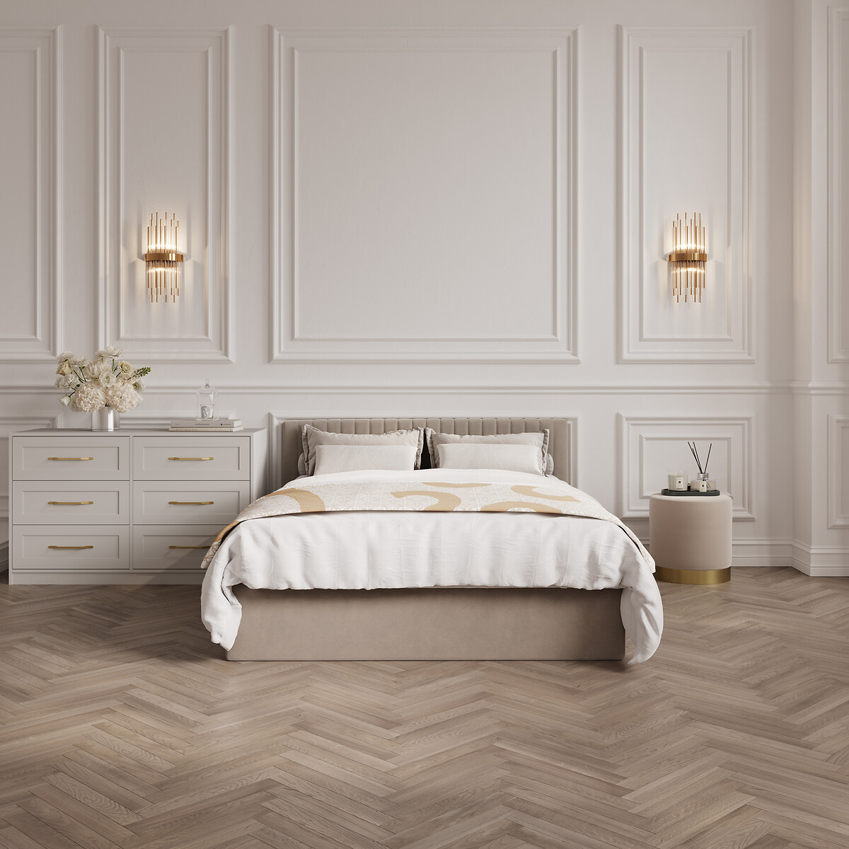 Luciana Velvet Ottoman Storage Bed with Fluted Headboard, ÉDITÉ