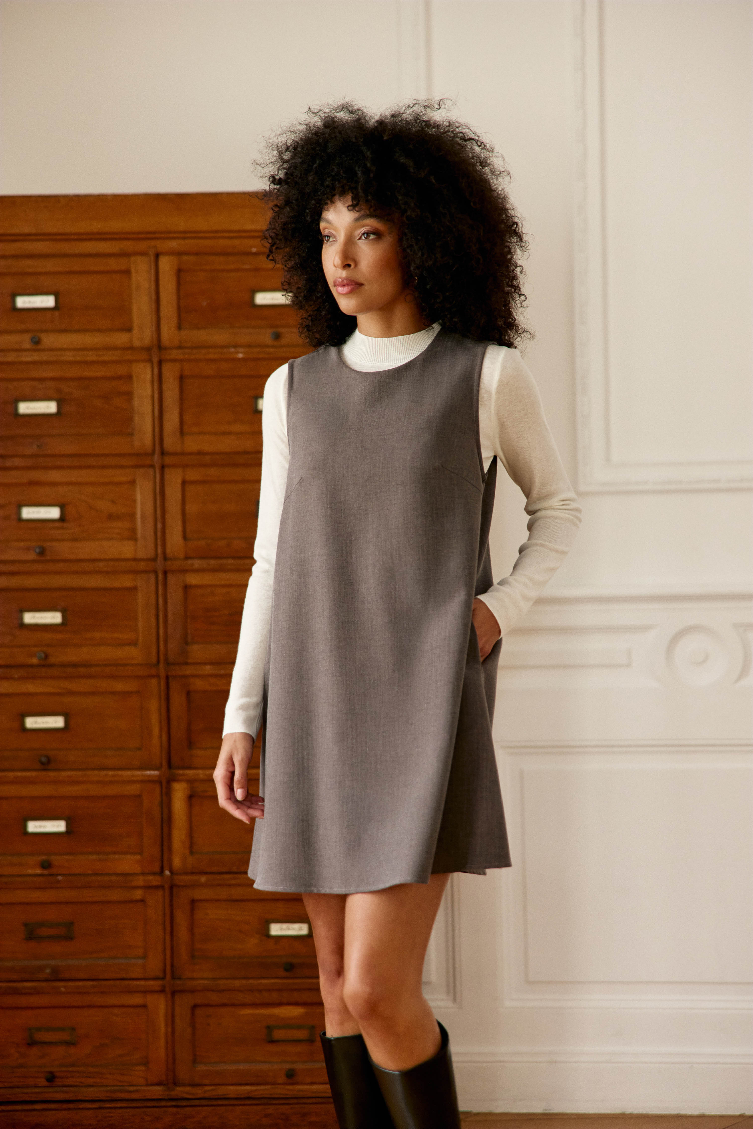 Robe courte trapèze uni ROLLY, LA PETITE ETOILE