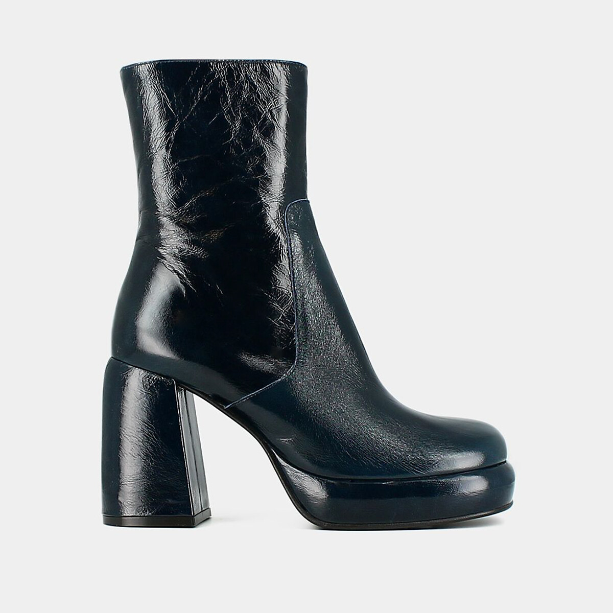 Dena Platform Ankle Boots in Shiny Leather