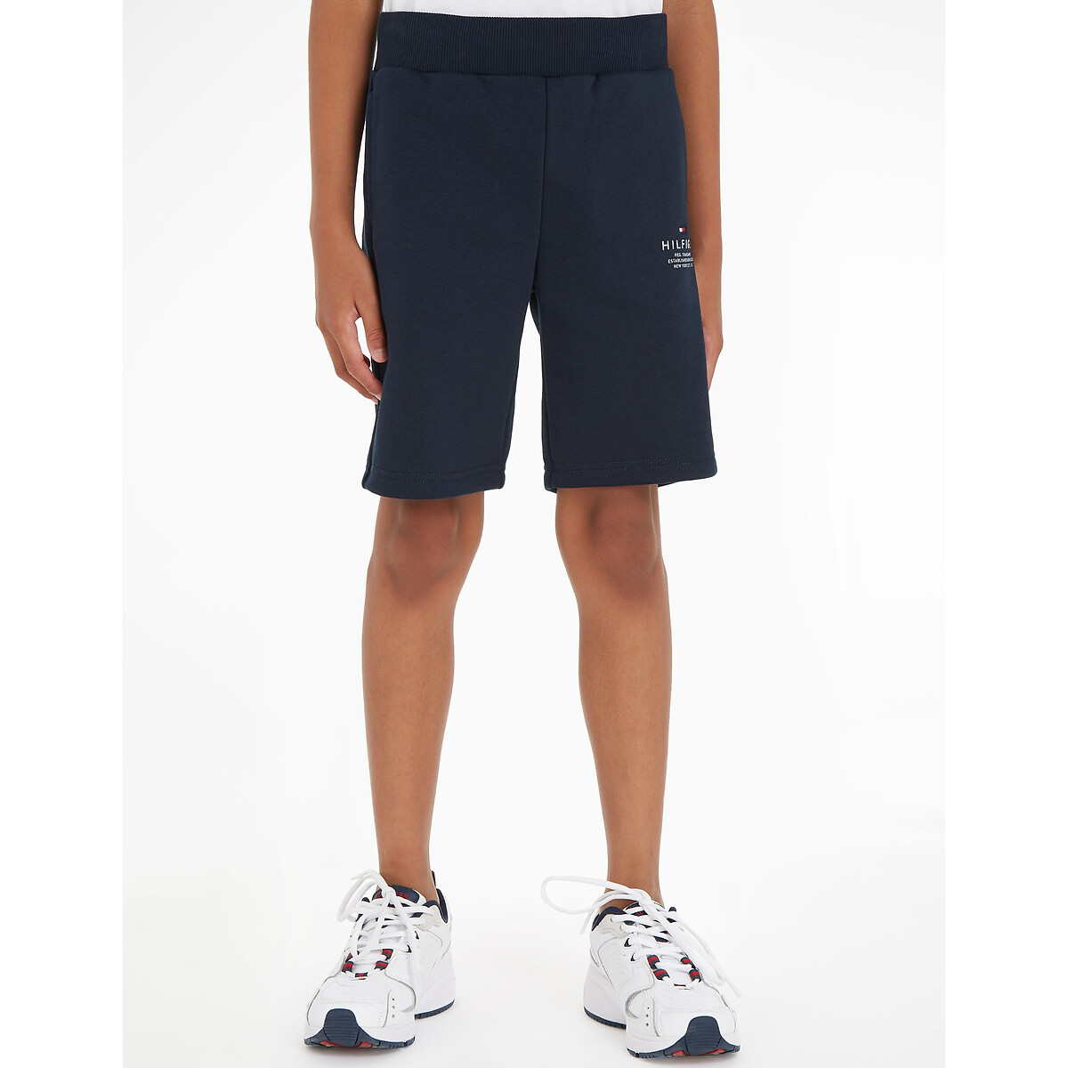 Cotton mix fleece shorts navy blue Tommy Hilfiger La Redoute